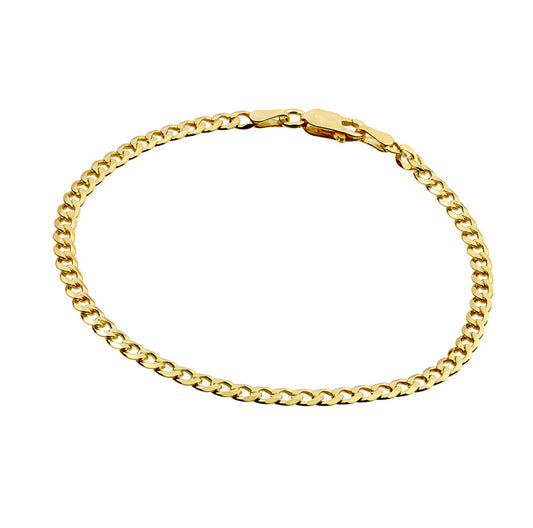 14k Gold Plated, 925 Curb Bracelet